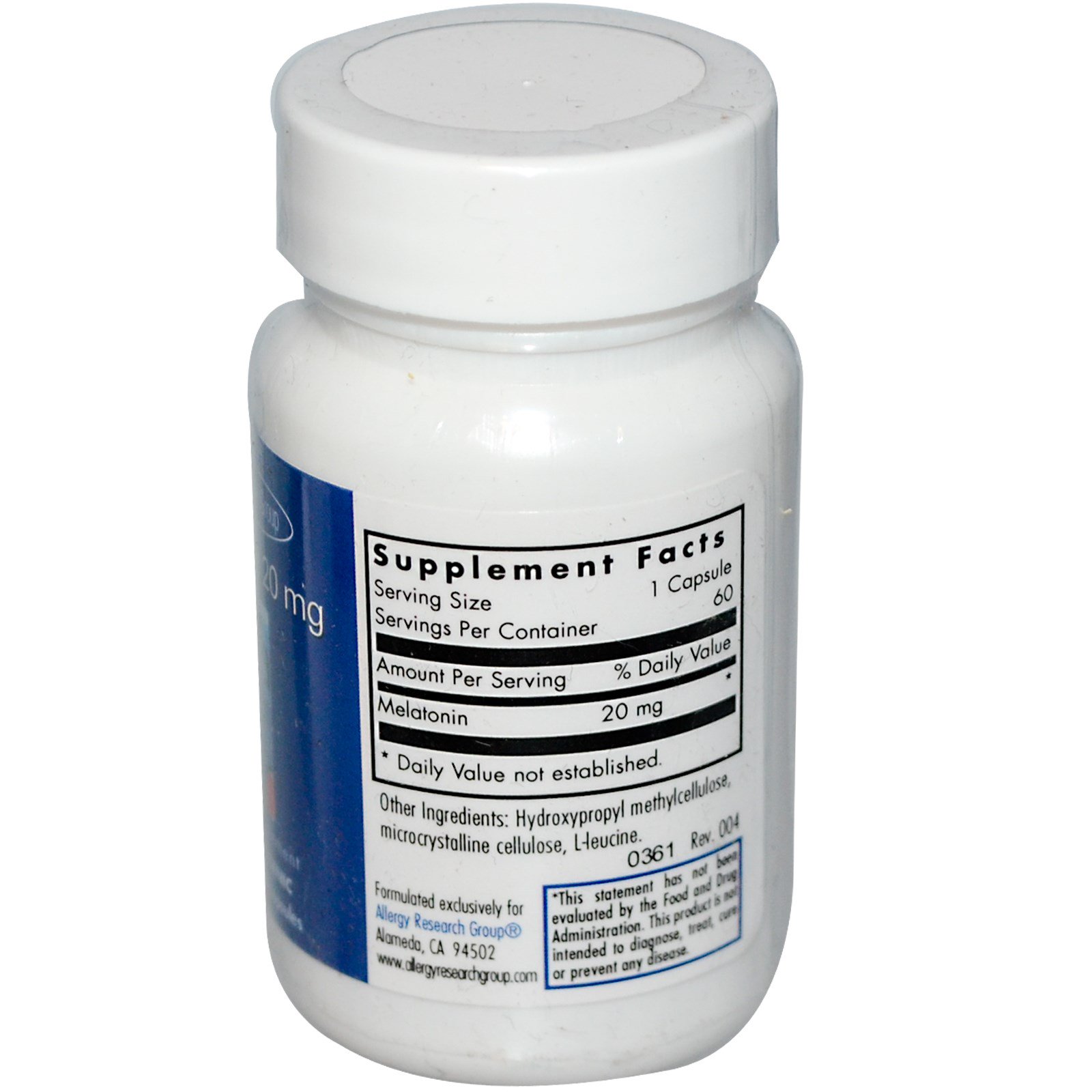 Allergy Research Group, Мелатонин 20 мг, 60 вегетарианских капсул - iHerb