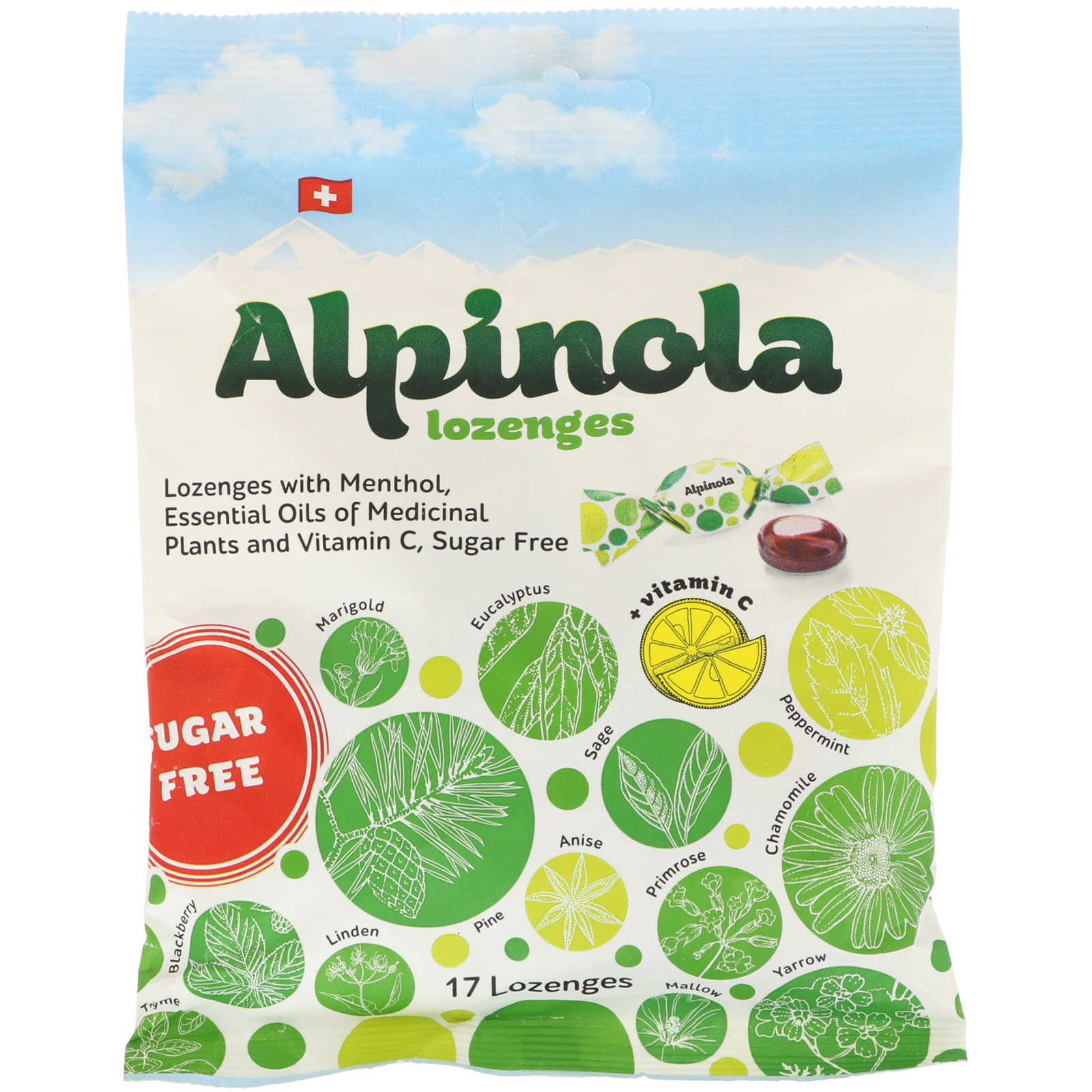 Alpinola, Lozenges with Menthol, Essential Oils and Vitamin C, Sugar ...