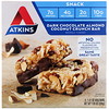 Atkins, Snack, хрустящий батончик из темного шоколада с миндалем и кокосом, 5 батончиков, по 40 г (1,4 унции) каждый