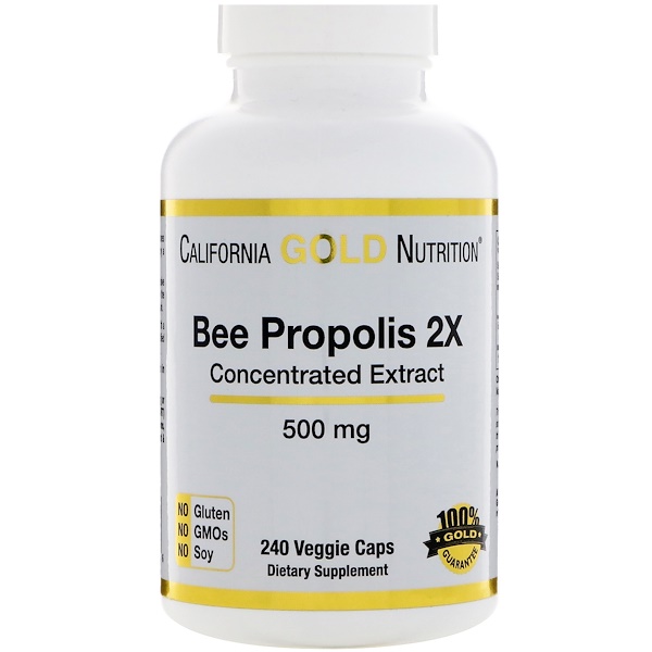 California Gold Nutrition, Прополис 2X, концентрированный экстракт, 500 мг, 240 растительных капсул