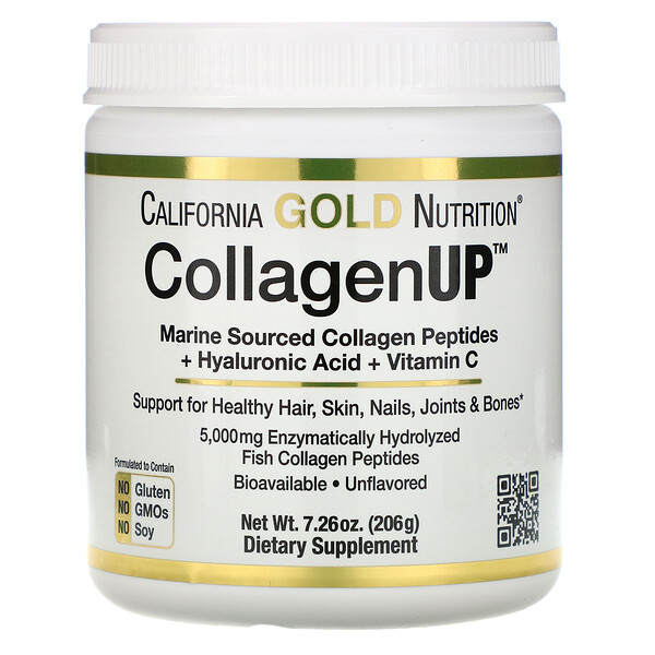 California Gold Nutrition, CollagenUP, Marine Hydrolyzed Collagen + Hyaluronic Acid + Vitamin C, Unflavored, 7.26 oz (206 g)