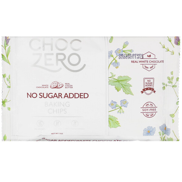 ChocZero, White Chocolate Baking Chips, No Sugar Added, 7 oz iHerb