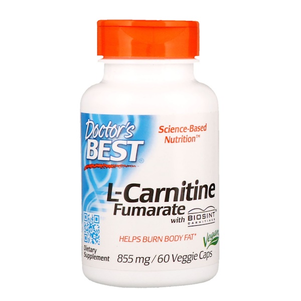Doctor's Best, L-карнитин фумарат с карнитинами Biosint, 855 мг, 60 растительных капсул