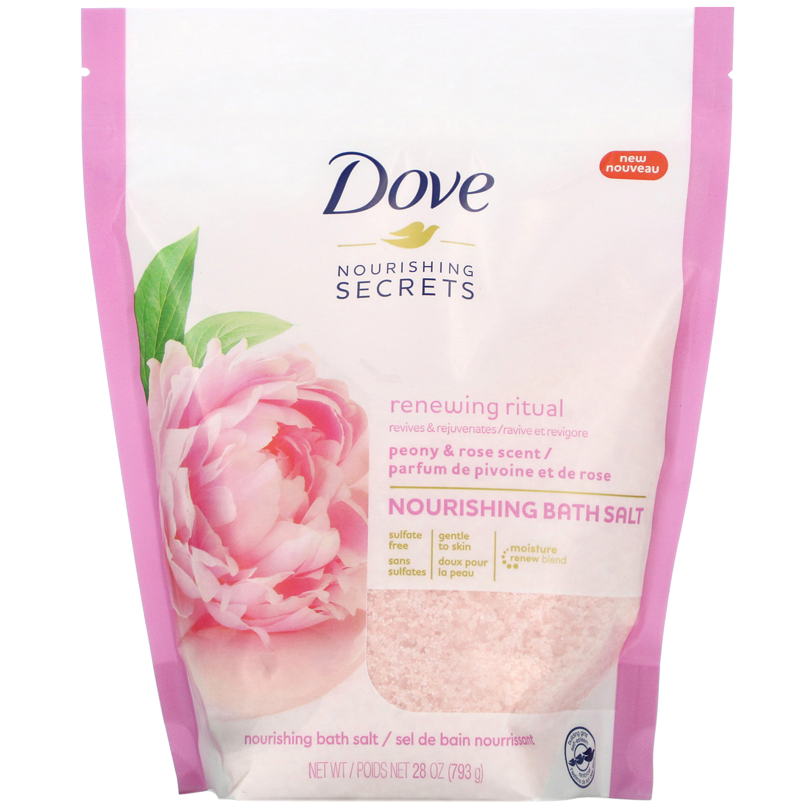 Dove, Nourishing Secrets, Nourishing Bath Salts, Peony and Rose Scent