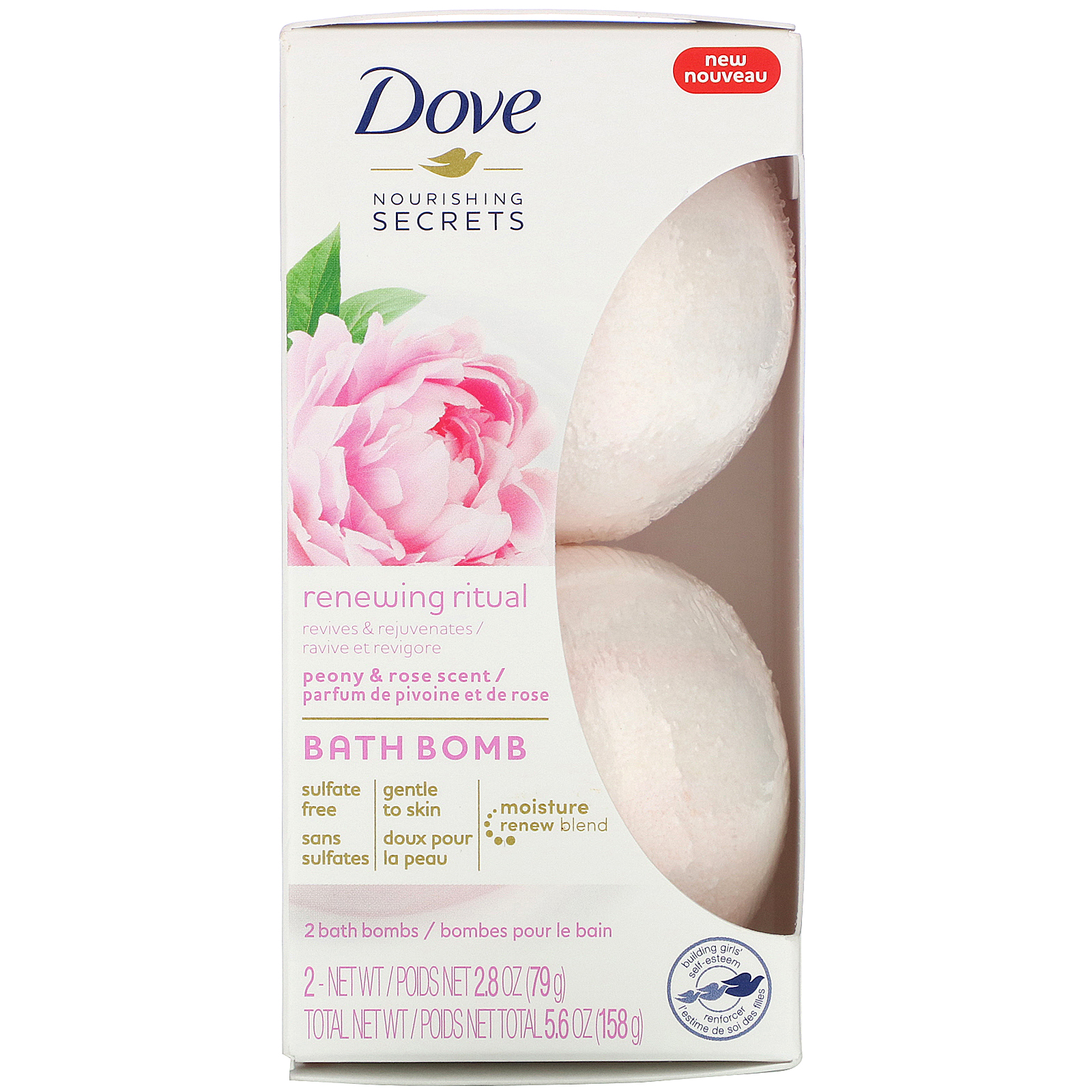 Dove, Nourishing Secrets, Bath Bombs, Peony and Rose, 2 Bath Bombs, 2.8