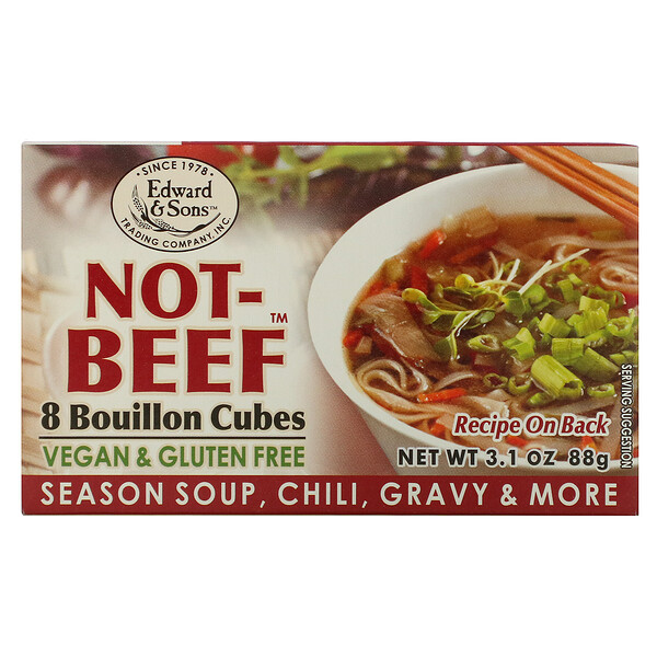 Edward & Sons, NotBeef Bouillon Cubes, 8 Cubes, 3.1 oz (88 g) iHerb