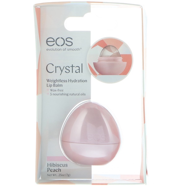 EOS, Crystal, Weightless Hydration Lip Balm, Hibiscus Peach, 0.25 oz