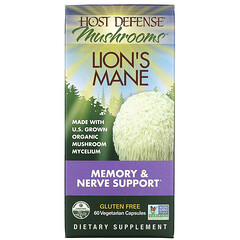 Fungi Perfecti, Host Defense, ежовик гребенчатый, поддержка памяти и нервной системы, 60 вегетарианских капсул - iHerb