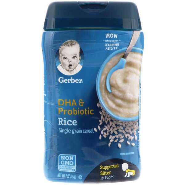 Gerber, DHA & Probiotic, Single Grain Rice Cereal, 8 oz (227 g)