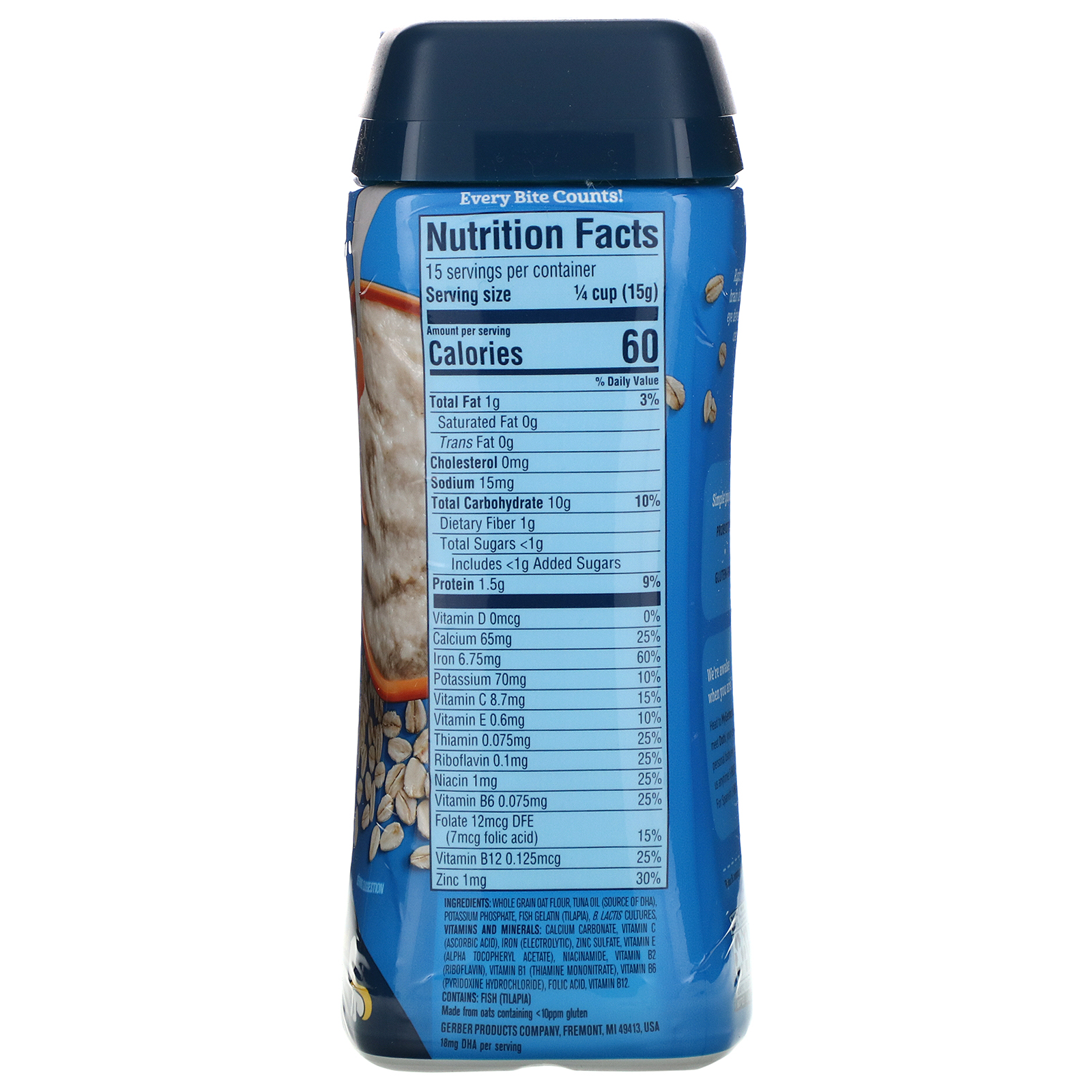 Gerber, DHA & Probiotic Oatmeal, Single Grain Cereal, 8 oz (227 g) - iHerb