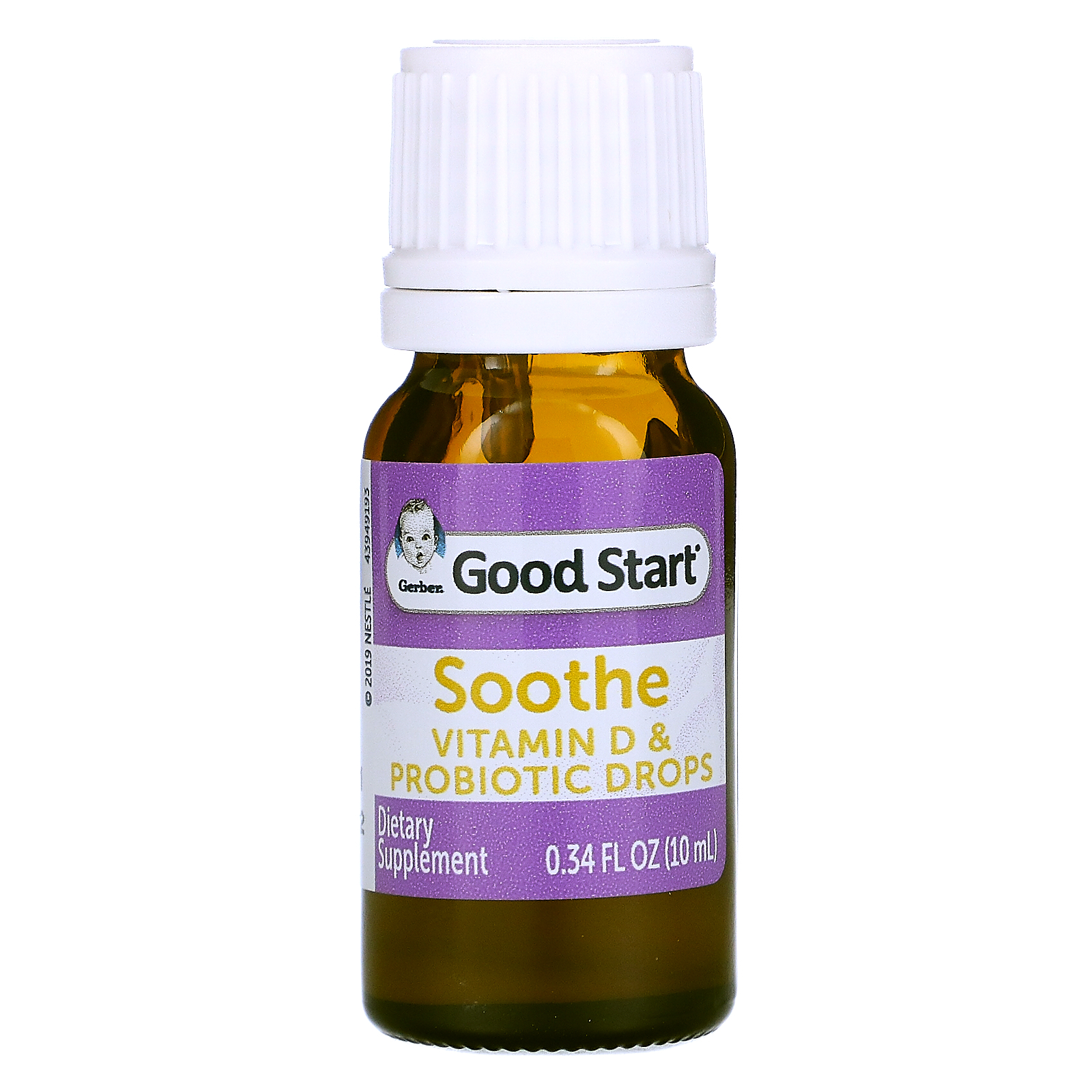 Gerber, Soothe, Vitamin D & Probiotic Drops, Birth +, 0.34 fl oz (10 ml