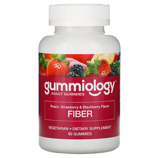 Gummiology, Жевательные таблетки для взрослых, с натуральным вкусом персика, клубники и черники, 90 вегетарианских жевательных таблеток