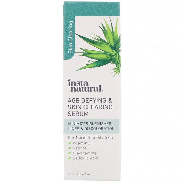 InstaNatural, Age Defying & Skin Clearing Serum, 0.17 fl oz (5 ml)