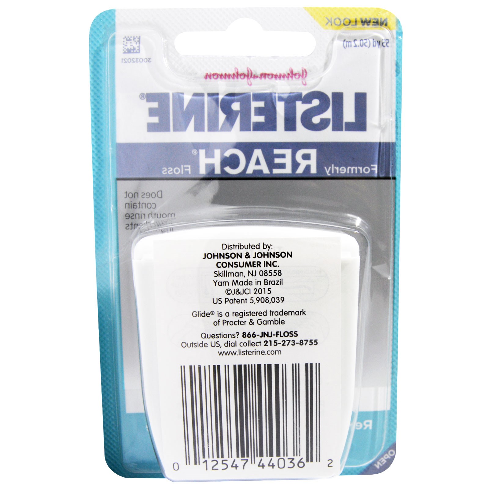 Johnson & Johnson, Listerine Cool Mint Dental Floss, 50,2 м (55 ярдов