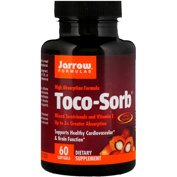 Jarrow Formulas, Toco-Sorb, смесь токотриенолов и витамина Е, 60 мягких таблеток