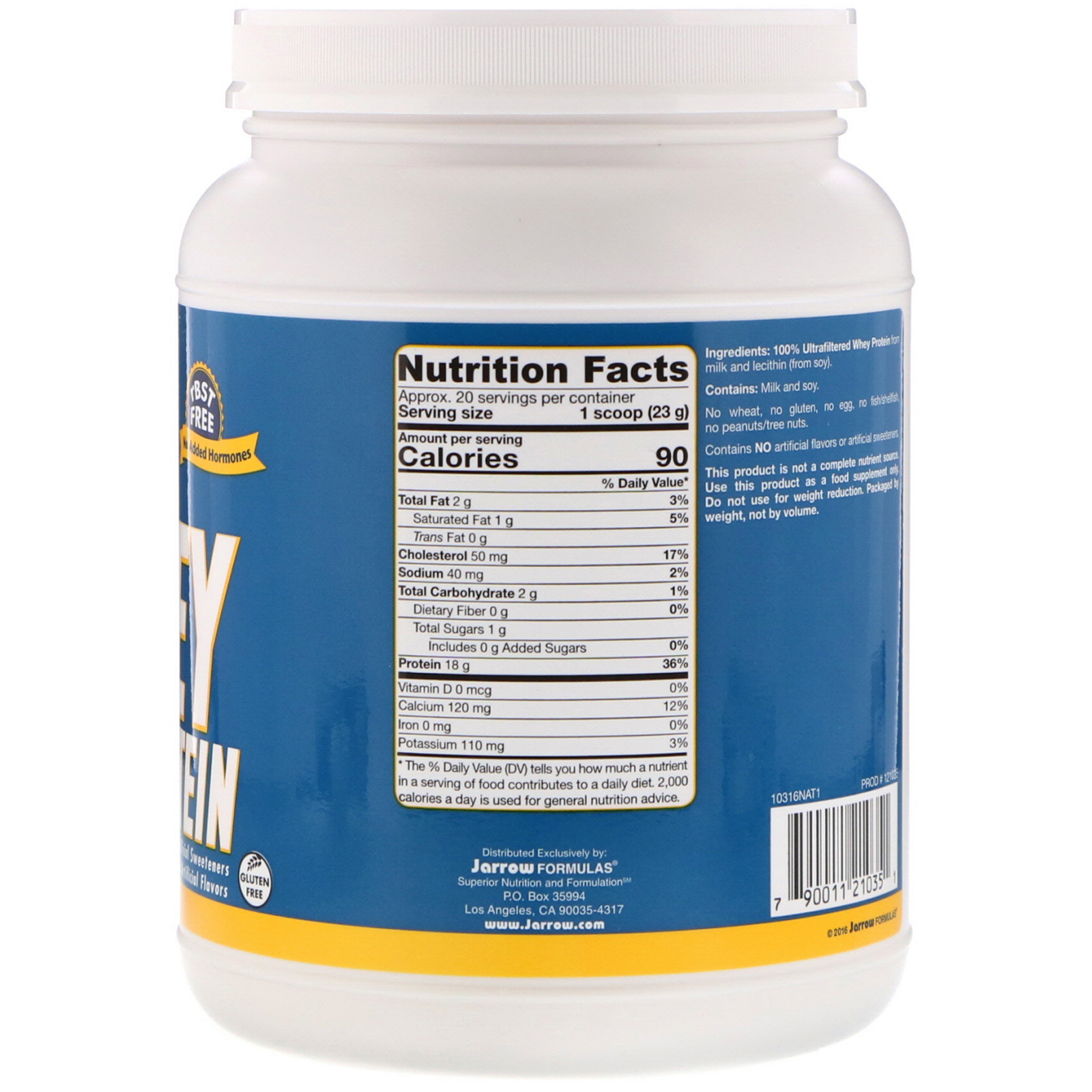 Jarrow Formulas, Whey Protein Powder, Unflavored, 16 oz (454 g) iHerb