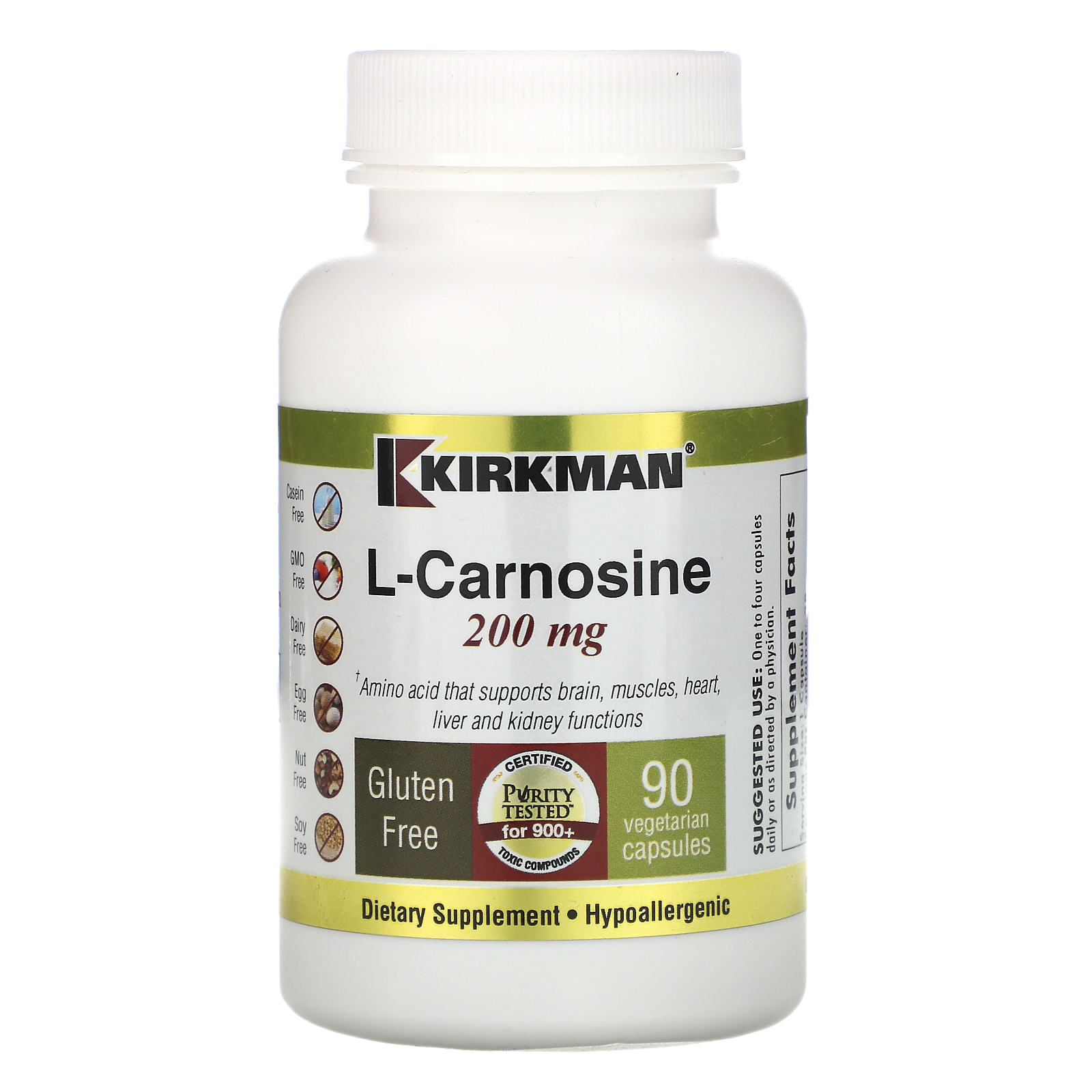 Kirkman Labs, L-Carnosine, 200 mg, 90 Vegetarian Capsules - iHerb