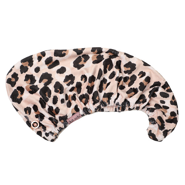 Kitsch, Быстросохнущее полотенце для волос из микрофибры, с леопардовым принтом, 1 шт.