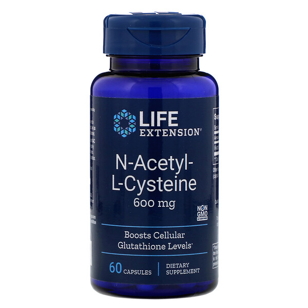 Life Extension, N-ацетил-L-цистеин, 600 мг, 60 капсул