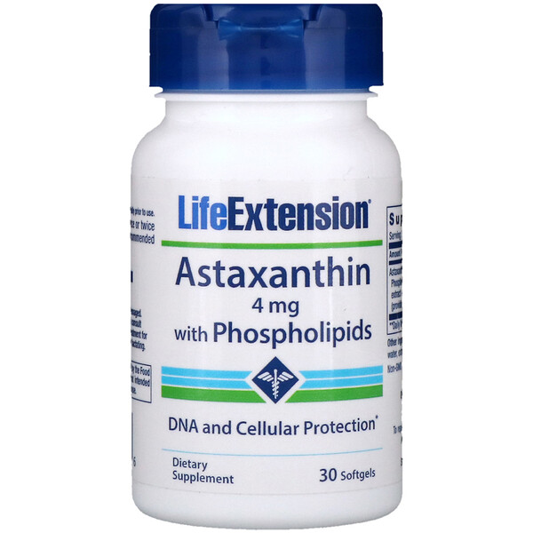 Life Extension, Астаксантин с фосфолипидами, 4 мг, 30 капсул