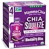 Mamma Chia, Органический сок чиа, энергетическая закуска, ежевичное блаженство, 4 пластиковых бутылки, 3.5 унций (99 г) шт.