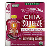 Mamma Chia, Органический сок чиа, энергетическая закуска, клубника-банан, 4 пластиковых бутылки, 3.5 унции (99 г) шт.