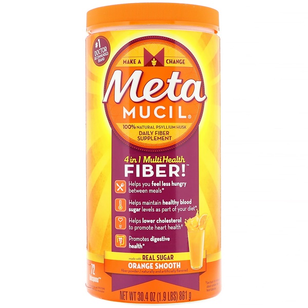 Metamucil, 4 in 1 Multihealth Fiber Powder, Orange Smooth , 30.4 oz