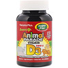 Nature's Plus, Source of Life, Animal Parade, витамин D3, без сахара, с натуральным вкусом черной вишни, 500 МЕ, 90 таблеток в форме животных