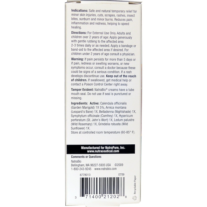 NatraBio, The Calendula Rub, заживляющий крем с календулой, 2 унции (57