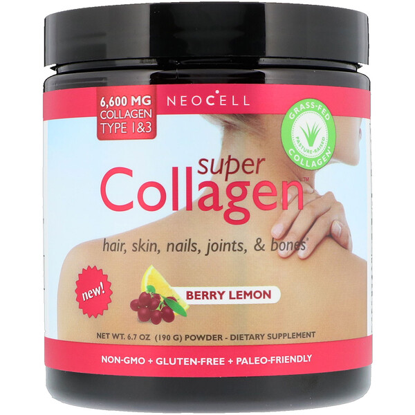 Neocell, Super Collagen, Type 1 & 3, Berry Lemon, 6,000 mg, 6.7 oz (190 g)