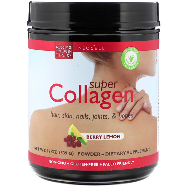 Neocell, Super Collagen, коллаген типа 1 и 3, ягоды и лимон, 6000 мг, 539 г (1,2 фунта) (Discontinued Item)