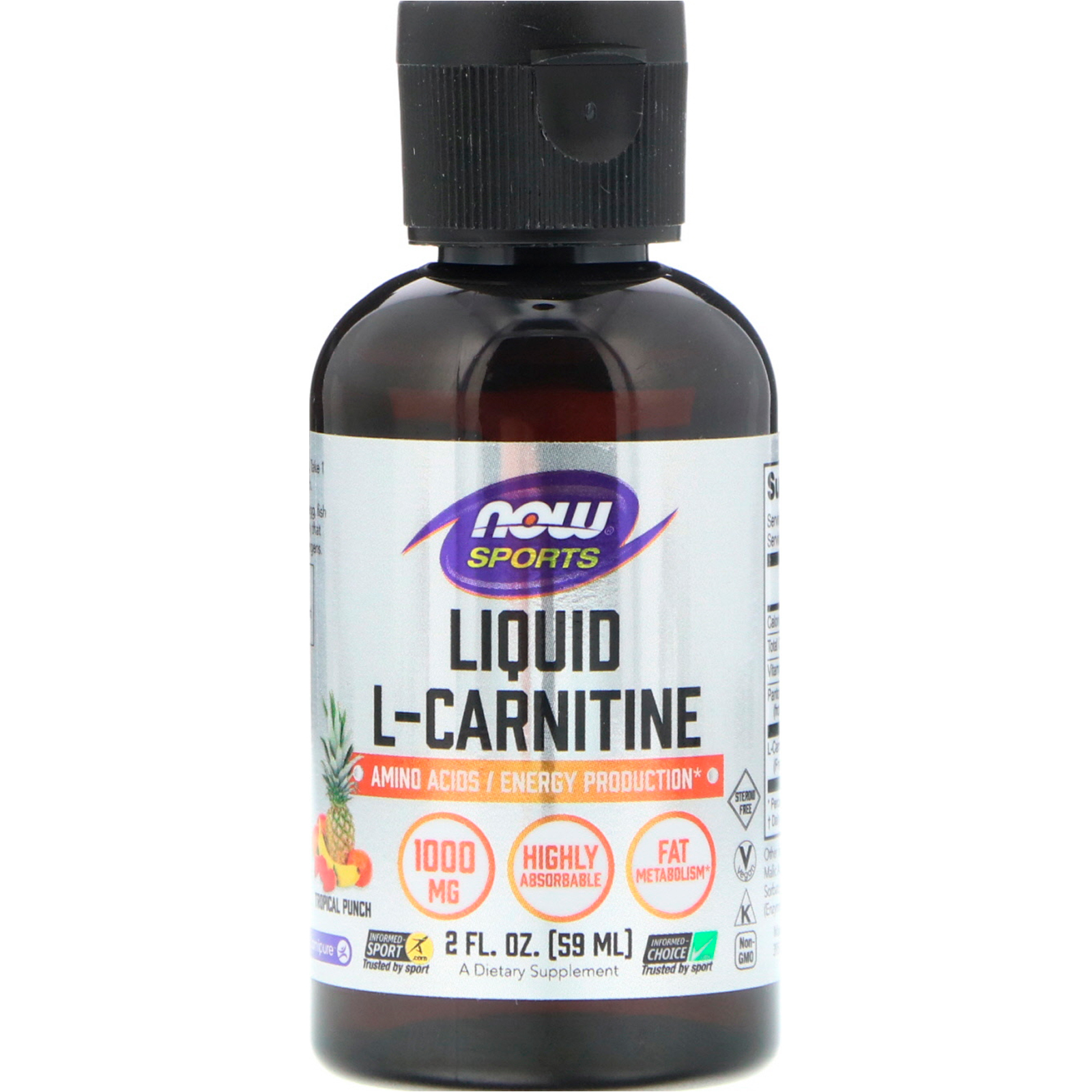 Now Foods, Sports, Liquid LCarnitine, Tropical Punch, 1,000 mg, 2 fl