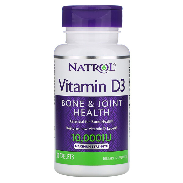 Natrol, Витамин D3, максимальная сила действия, 10 000 МЕ, 60 таблеток