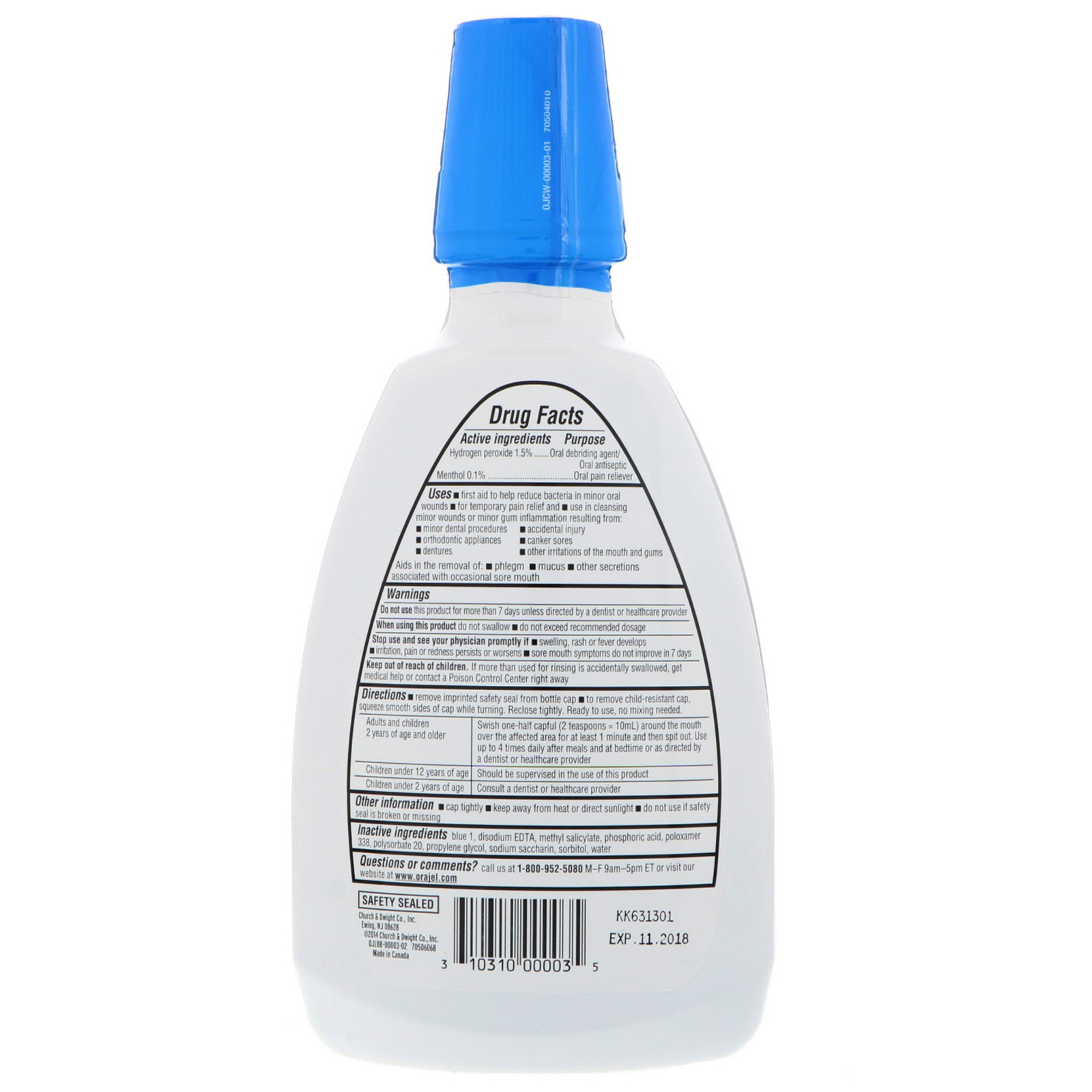 Orajel, Antiseptic Rinse, For All Mouth Sores, AlcoholFree, Fresh Mint