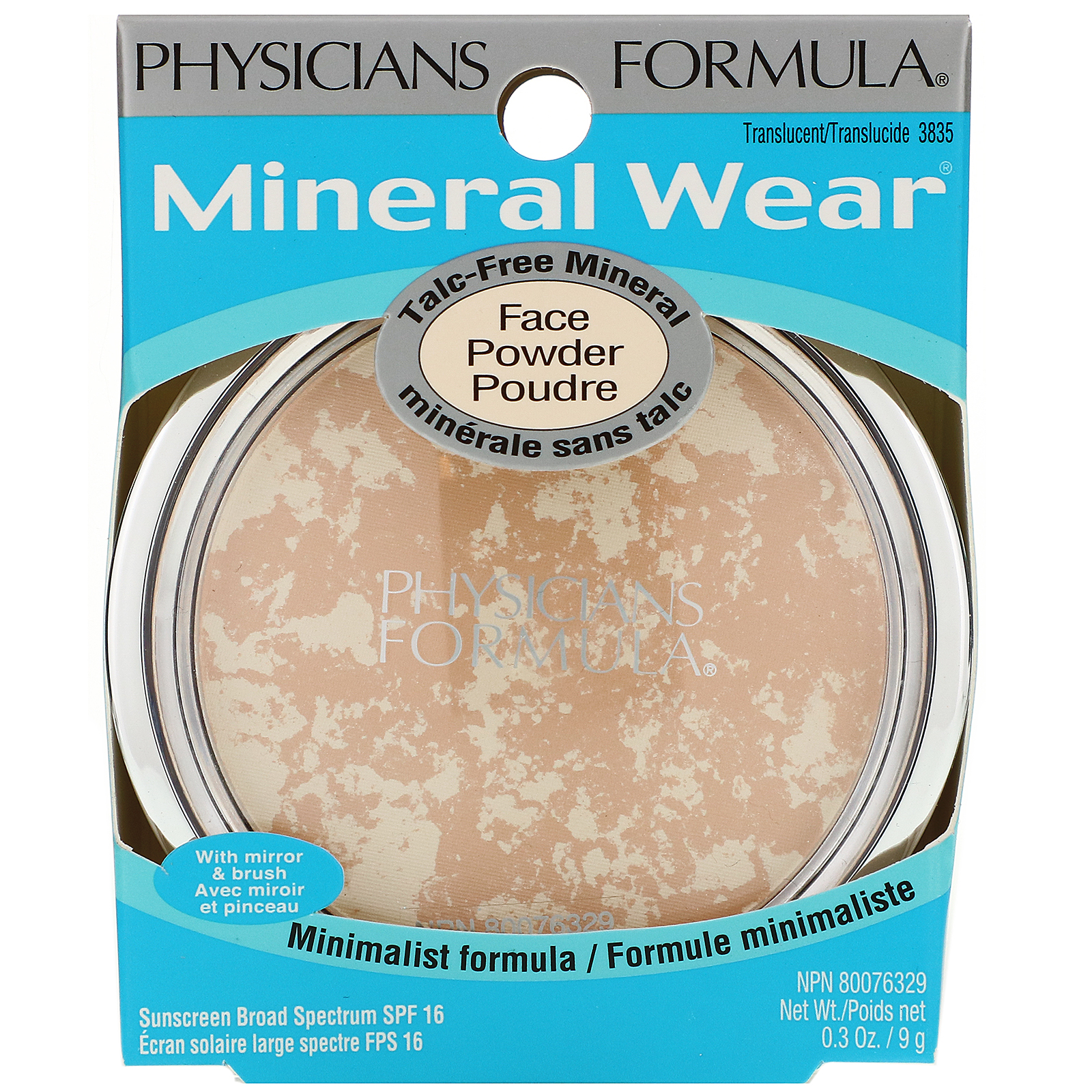 Physicians Formula, Mineral Wear, Face Powder, SPF 16, Translucent, 0.3 ...