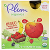 Plum Organics, Органическое яблочное пюре с клубникой и бананом, 4 пакетов, 3,17 унц. (90 г) каждый
