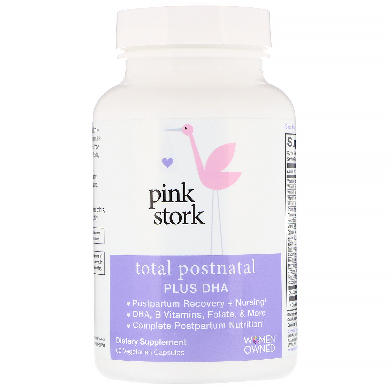 Pink Stork, Total Postnatal с ДГК, 60 вегетарианских капсул - IHerb