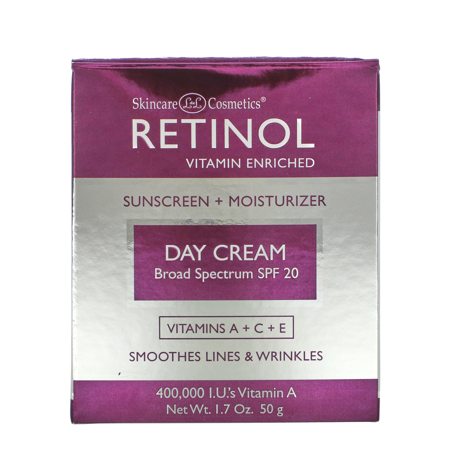 Skincare LdeL Cosmetics Retinol, Retinol Day Cream, SPF 20, 1.7 oz (50
