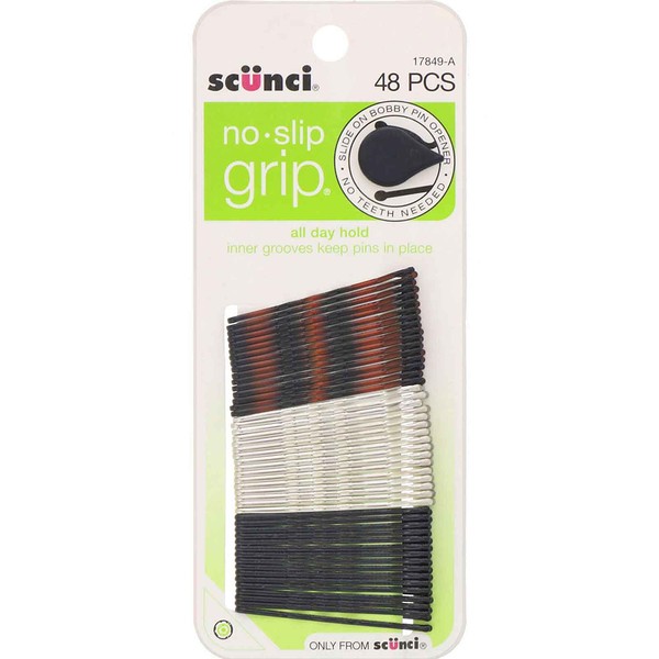 Scunci, Невидимки No Slip Grip, удерживают волосы весь день, разные цвета, 48 штук