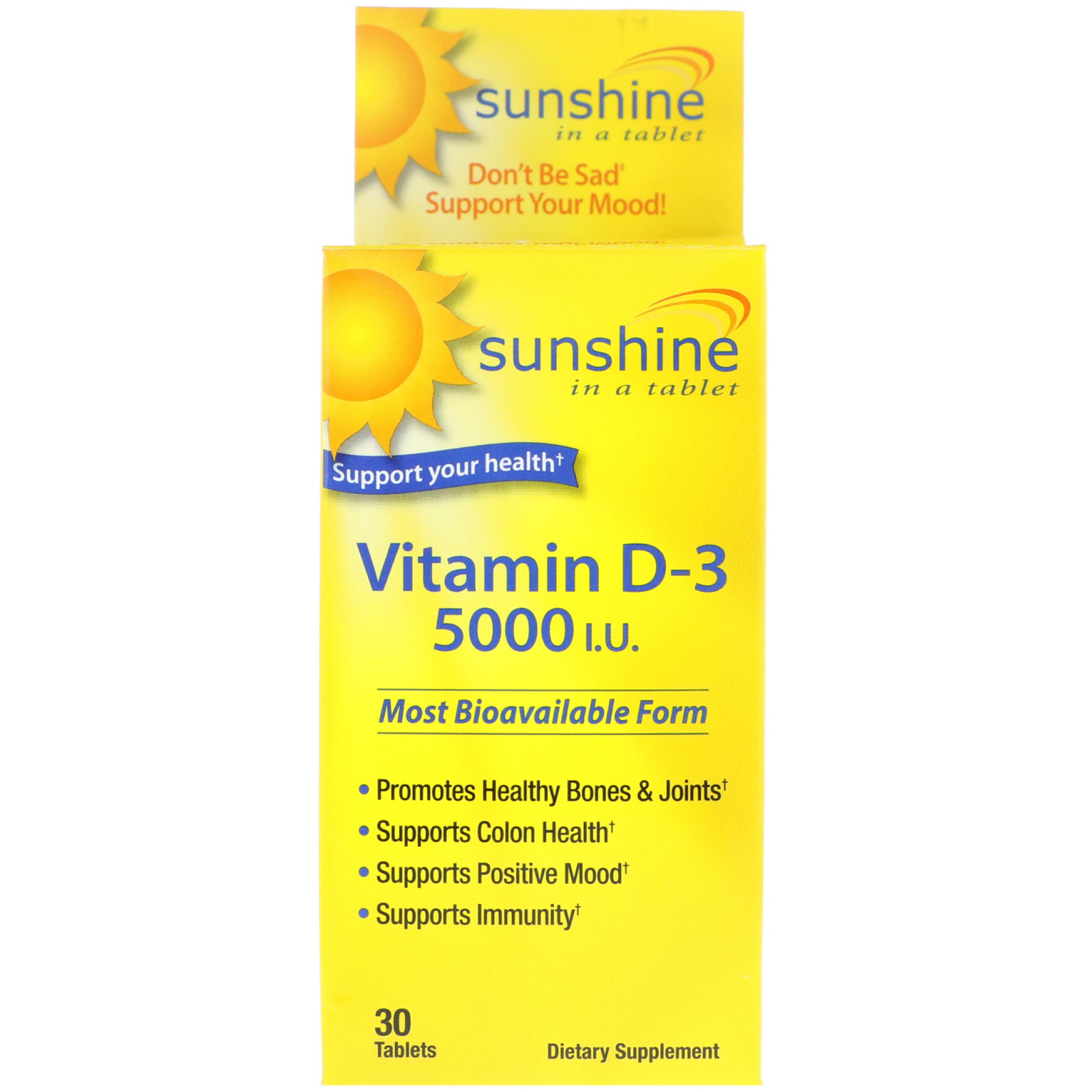 Sunshine, Vitamin D-3, 5000 IU, 30 Tablets - IHerb