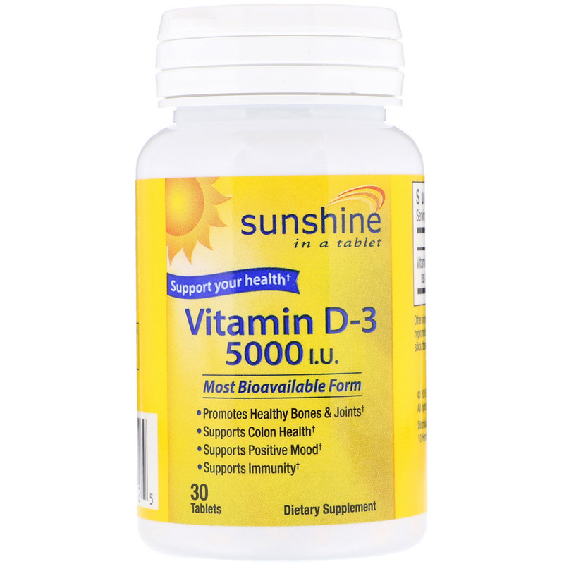 Sunshine, Vitamin D-3, 5000 IU, 30 Tablets - IHerb