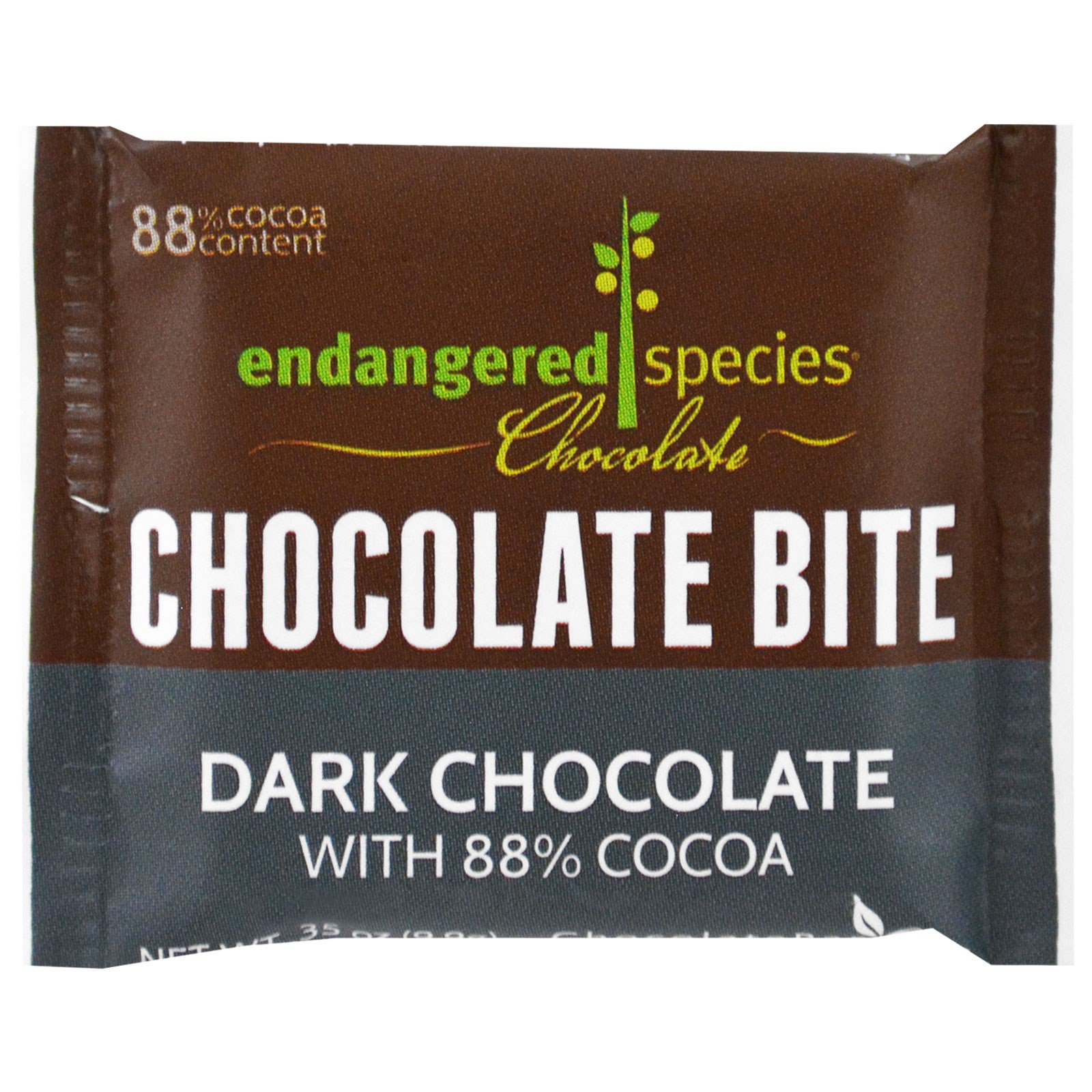Endangered Species Chocolate, Dark Chocolate with 88 Cocoa, 0.35 oz (9