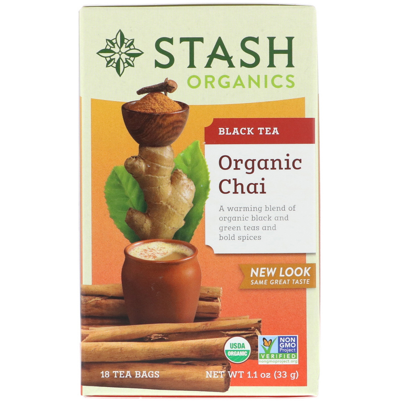 Stash Tea, Black Tea, Organic Chai, 18 Tea Bags, 1.1 oz (33 g) - iHerb