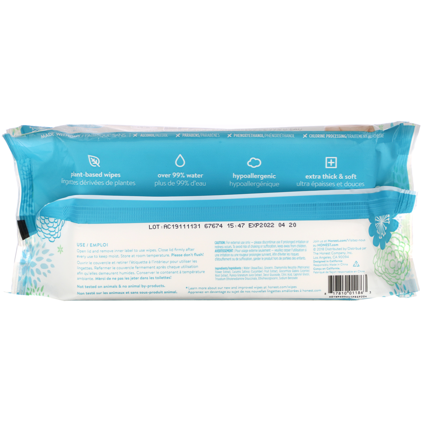 The Honest Company, PlantBased Wipes, Classics, 72 Wipes