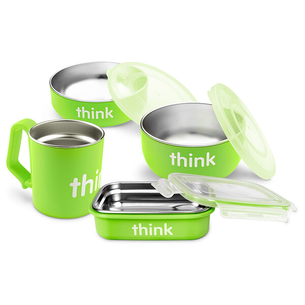 Think, Thinkbaby, Набор детской посуды не содержащий бисфенол А, салатовый, 1 набор