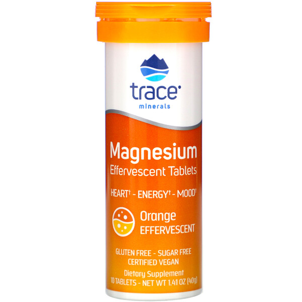 Trace Minerals Research, Magnesium Effervescent Tablets, Orange, 1.41