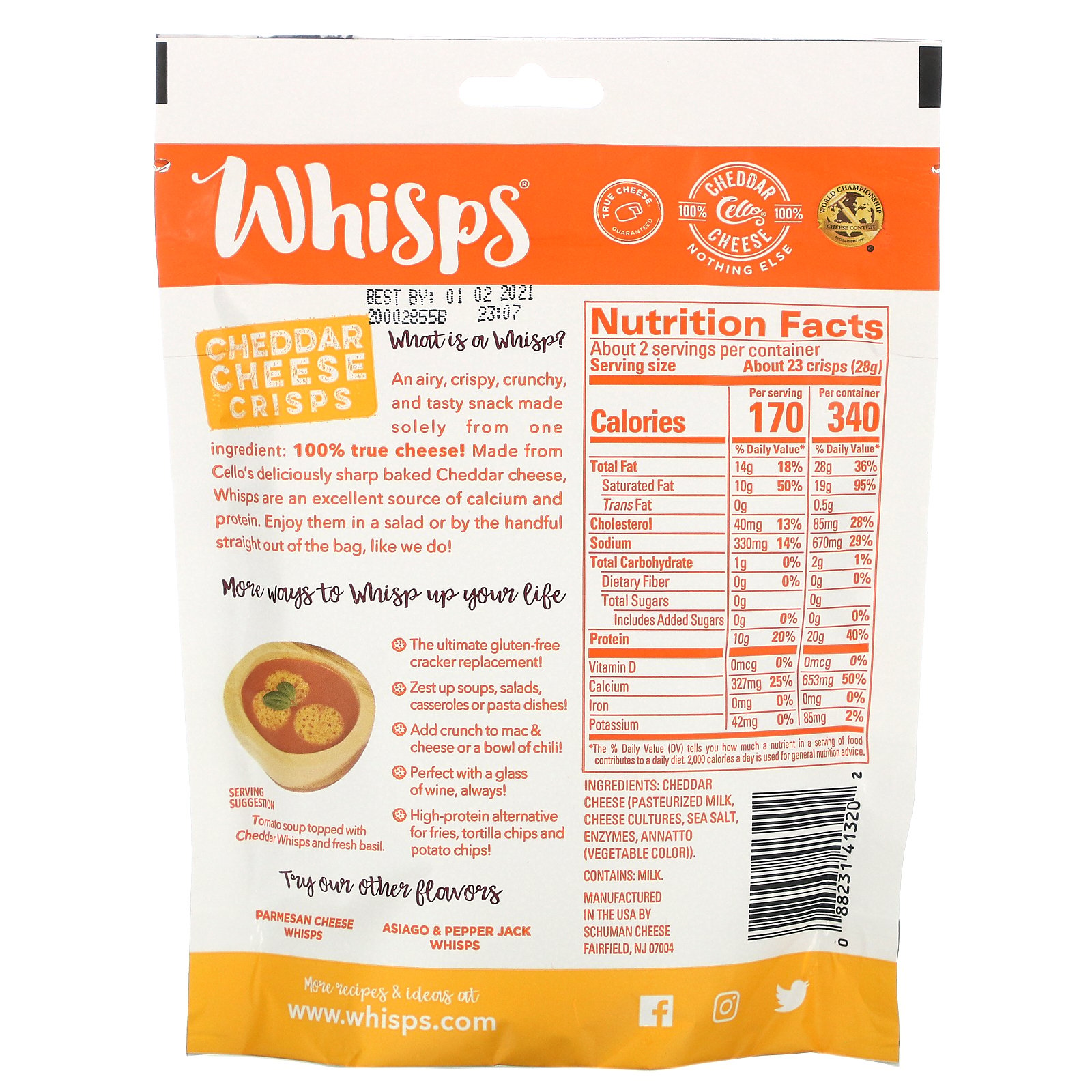 Whisps Cheddar Cheese Crisps 2 12 Oz 60 G Iherb