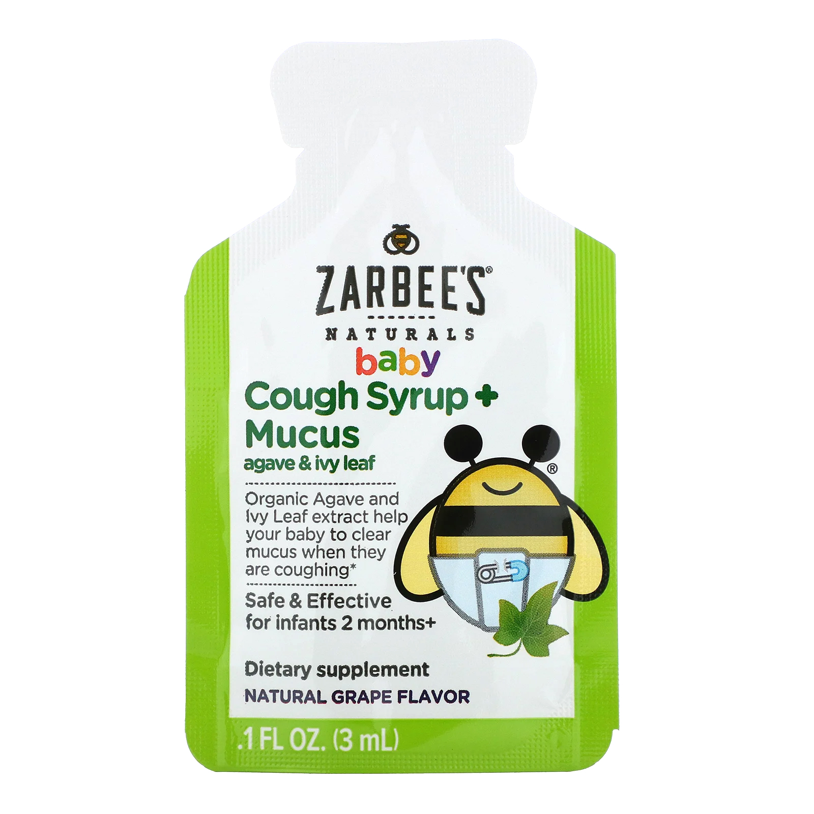 Zarbee's, Baby, Cough Syrup + Mucus with Organic Agave and Ivy Leaf, On